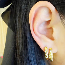 Load image into Gallery viewer, Hammered Rectangle Hoop Earrings