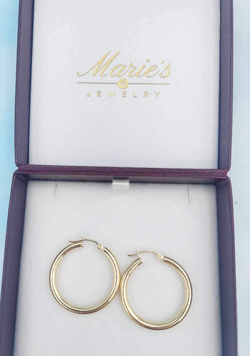1” Polished Hoops - 14K Yellow Gold