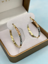 Load image into Gallery viewer, Tri Color Hoop Earrings - 14K Gold