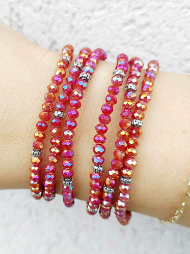 Cranberry AB with Silver Accents - Crystal Stacker