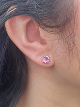 Load image into Gallery viewer, Pink Topaz Stud Earrings - Sterling Silver