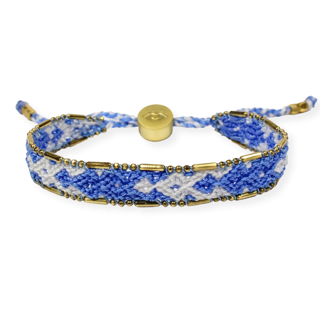 Azure Blue and White  - Bali Friendship Bracelet