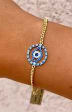 Load image into Gallery viewer, Evil Eye Bracelet - Gold Plated Sterling Silver