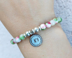 Joy Charm with Holiday Jade Beads -TJazelle HELP Charity Bracelet