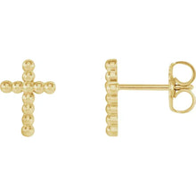 Load image into Gallery viewer, 14K Yellow Beaded Cross Earrings
