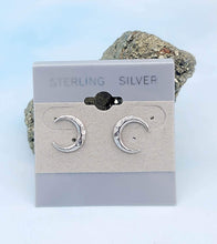 Load image into Gallery viewer, Hammered Crescent Moon Earrings - Sterling Silver