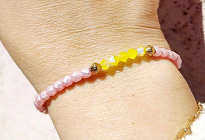 Matte Pink w/ Yellow Center Stash Skinny Stretch Bracelet