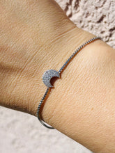 Load image into Gallery viewer, CZ Moon Bolo Bracelet - Sterling Silver