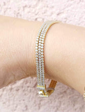Load image into Gallery viewer, Three Strand CZ Tennis Bracelet - Gold Plated Sterling Silver
