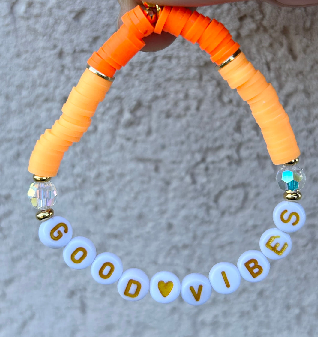 “Good Vibes” Heishi Stretch Bracelet -Kids