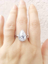 Load image into Gallery viewer, Pear Shaped CZ Engagement Ring - Sterling Silver