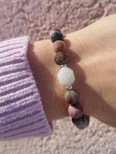 Load image into Gallery viewer, Petrified Wood with White Moonstone Center Bracelet - Elena Michele