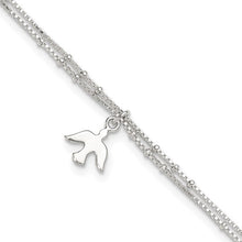 Load image into Gallery viewer, Sterling Silver Polished 2-Strand Dove 9in Plus1in Ext Anklet