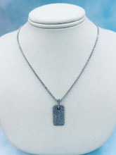 Load image into Gallery viewer, Diamond Dog Tag on Sparkly Wheat Chain - 14K White Gold