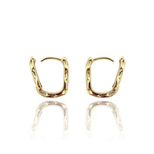 Load image into Gallery viewer, Hammered Rectangle Hoop Earrings