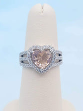Load image into Gallery viewer, Morganite CZ Heart Ring - Sterling Silver