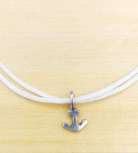 Load image into Gallery viewer, White Adjustable Bracelet w/ Anchor Charm- Sterling Silver