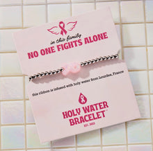 Load image into Gallery viewer, Pink Ribbon Awareness Holy Water Stretch Bracelet in Silver