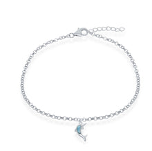 Load image into Gallery viewer, Larimar Dolphin Anklet - Sterling Silver