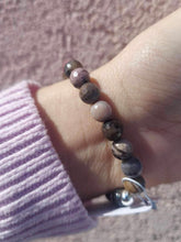 Load image into Gallery viewer, Petrified Wood with White Moonstone Center Bracelet - Elena Michele