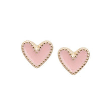 Load image into Gallery viewer, Heart Stud Earrings in Pink