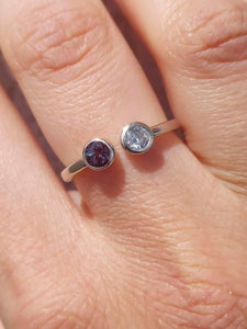 June & April Birthstone Ring - Sterling Silver