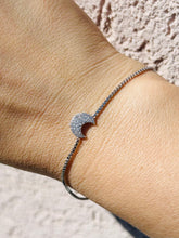 Load image into Gallery viewer, CZ Moon Bolo Bracelet - Sterling Silver