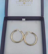 Load image into Gallery viewer, 1” Polished Hoops - 14K Yellow Gold