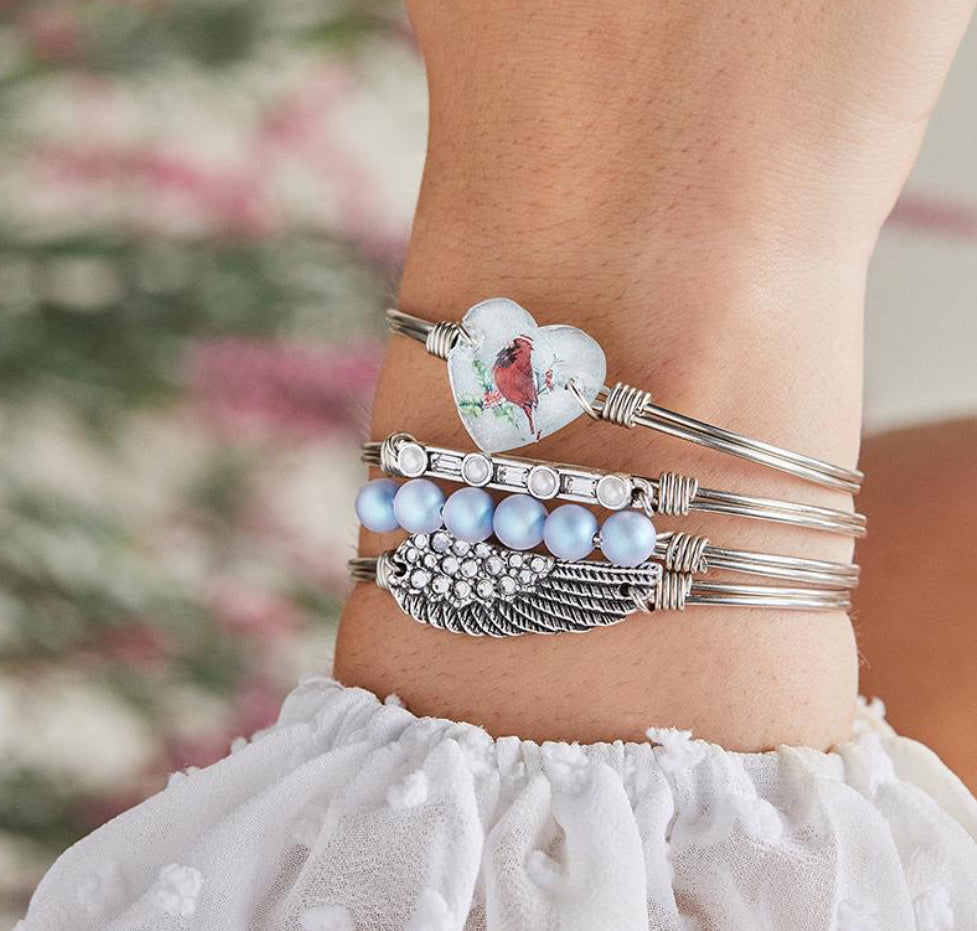 Cardinal Crystal Heart Bangle Bracelet Luca and Danni