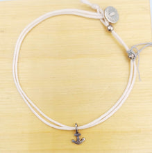 Load image into Gallery viewer, White Adjustable Bracelet w/ Anchor Charm- Sterling Silver