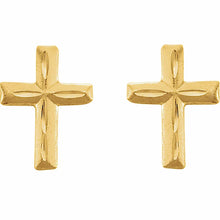 Load image into Gallery viewer, 14K Yellow Youth Cross Earrings