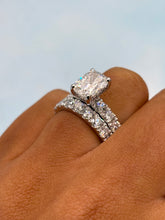 Load image into Gallery viewer, Elongated Cushion Lab Diamond Ring with Matching Band- 14K White Gold
