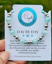Load image into Gallery viewer, Aqua Agate Silver Day By Day Beaded Bracelet - TJazelle
