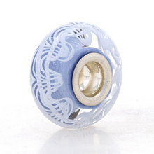 Load image into Gallery viewer, Lace Periwinkle Murano Glass - Chamilia Bead