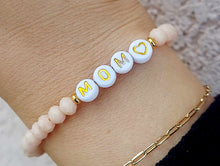 Load image into Gallery viewer, Mom Gold w/Heart Beaded Bracelet - Elena Michele