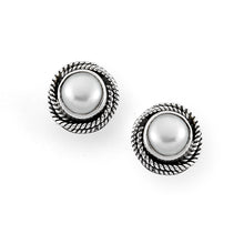 Load image into Gallery viewer, Orbit Pearl Sterling Silver Stud Earrings - Samuel B