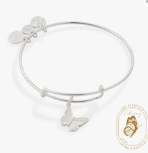 Load image into Gallery viewer, Pearlized Butterfly Charm Bangle Bracelet - Alex and Ani