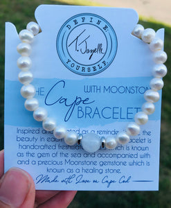 Pearl with White Moonstone - TJazelle Cape Bracelet