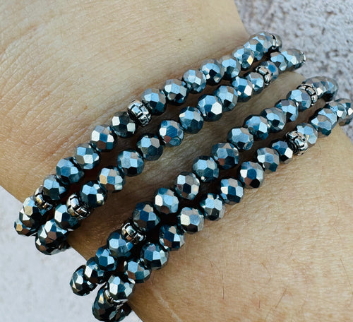 Pewter with Silver Accents - Crystal Stacker