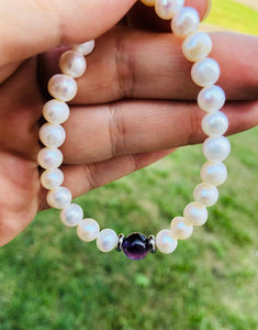 Pearl with Amethyst - The TJazelle Cape Bracelet