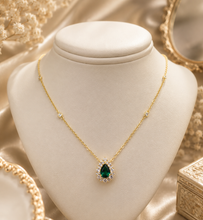 Load image into Gallery viewer, Emerald CZ Pear Shaped Necklace - Gold Plated