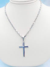 Load image into Gallery viewer, Polished  Flat Cross Necklace - Sterling Silver