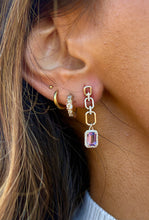 Load image into Gallery viewer, Amethyst Chain Earrings- 14K Yellow Gold