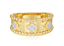 Load image into Gallery viewer, 14kt Diamond Fluted Clovers Ring - 14K Yellow Gold
