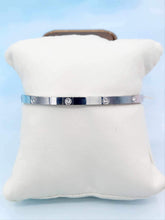 Load image into Gallery viewer, Stainless Steel with CZ Hinged Bangle Bracelet