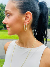 Load image into Gallery viewer, Oval Twisted Design Hoops - 14K Yellow Gold