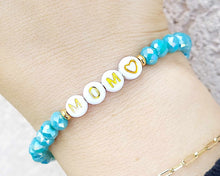 Load image into Gallery viewer, Mom Gold w/Heart Beaded Bracelet - Elena Michele