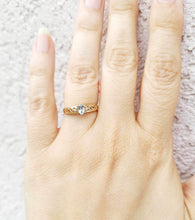 Load image into Gallery viewer, Aqua &amp; Filigree Delicate Ring - 10K Yellow Gold