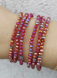 Cranberry AB with Silver Accents - Crystal Stacker