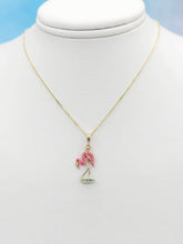 Load image into Gallery viewer, Cable Chain with Enameled Flamingo Charm - 14K Gold